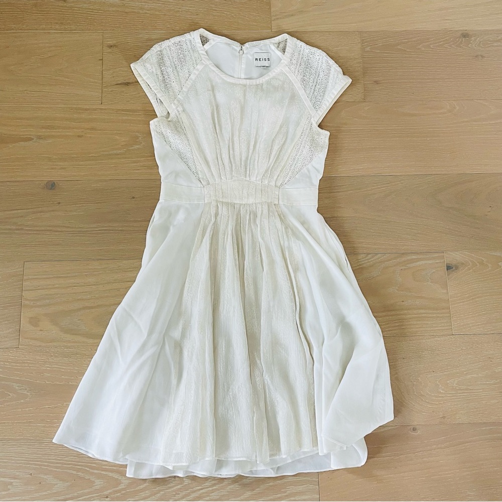 REISS Cream white silk dress size 6